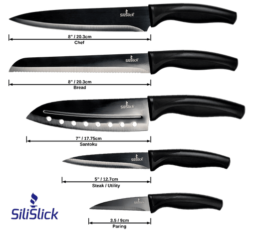 Kitchen Knife Set Kit | Black Magnetic Rack & Sharpener
